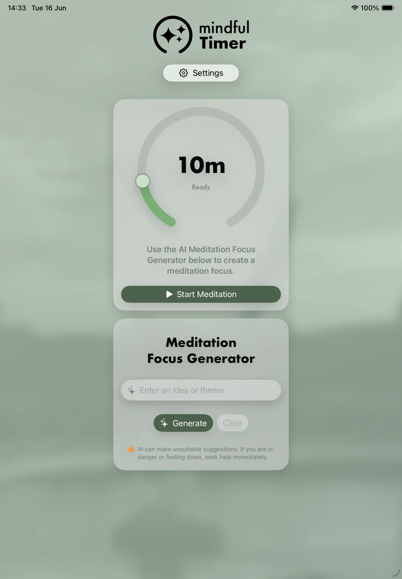 Mindful Timer iPad screenshot